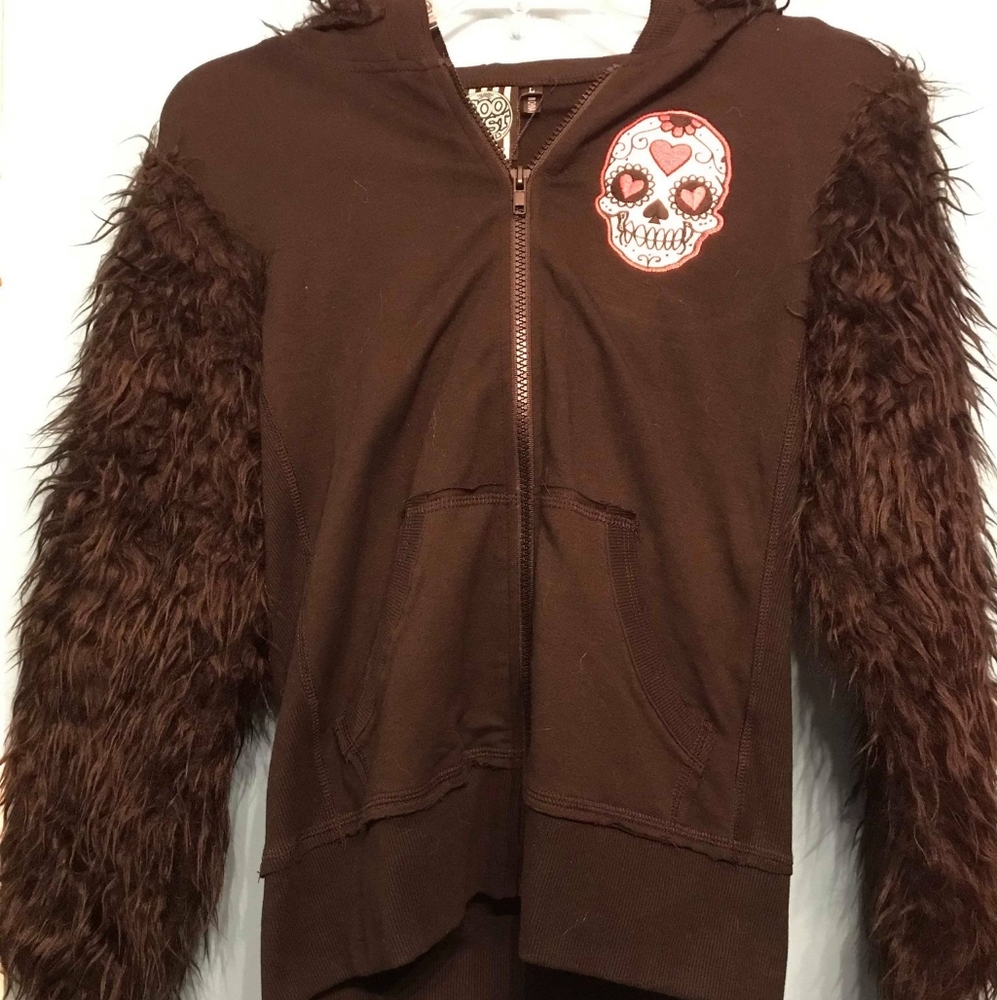 Too Fast Fur Hoodie Day Of The Dead Skull